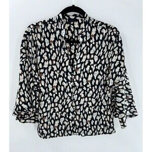 Women's Network Animal Print 3/4 Bell Sleeve Blouse Size XS